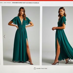 BRAND NEW with tags Showpo August Maxi Dress (AKA December Dress) Emerald size 6